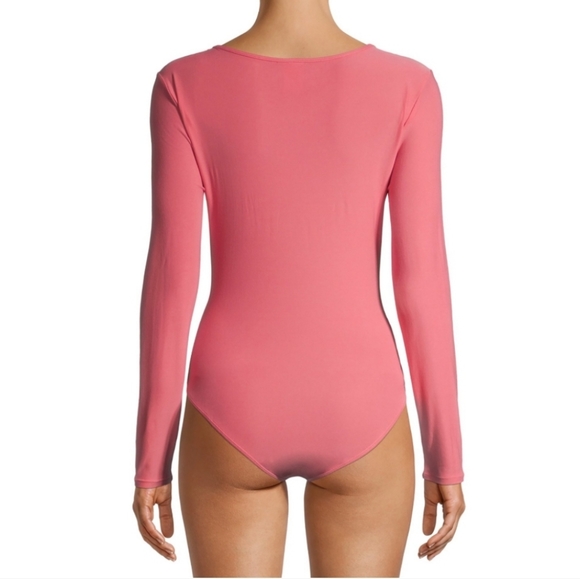 NWT No Boundaries Juniors' Long Sleeve Criss Cross Neck Bodysuit - Picture 3 of 6